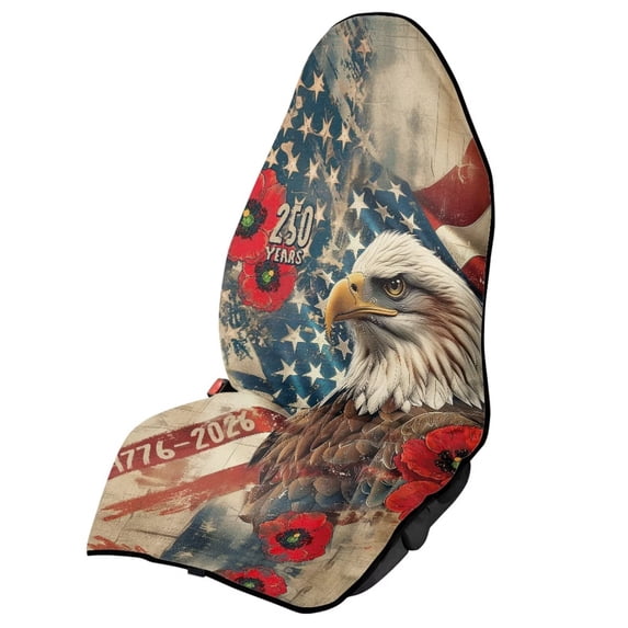 KUIFORTI 250 Years Eagle Print Car Seat Towel Cover Car Protective Front Seat Covers Water Resistant Anti-Slip for Athletes, Gym, Yoga, Beach for Car, Trucks, Van&SUV