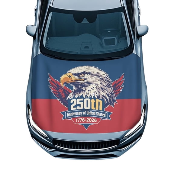 KUIFORTI 250th Eagle Hood Covers for Cars Can be Washed Automotive Accessories Decoration Versatile Windproof Car Hood Wrap Universal Decorations for Sedans SUVs Cars