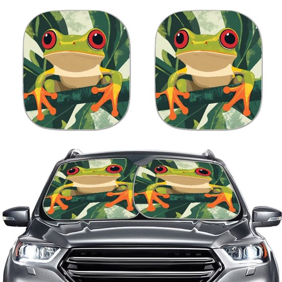 KUIFORTI 2Pcs Skull Sun Shade for Car Windshield, Foldable Car Window Shades Front Windshield Cover, Block UV Rays Heat Keep Vehicle Cool