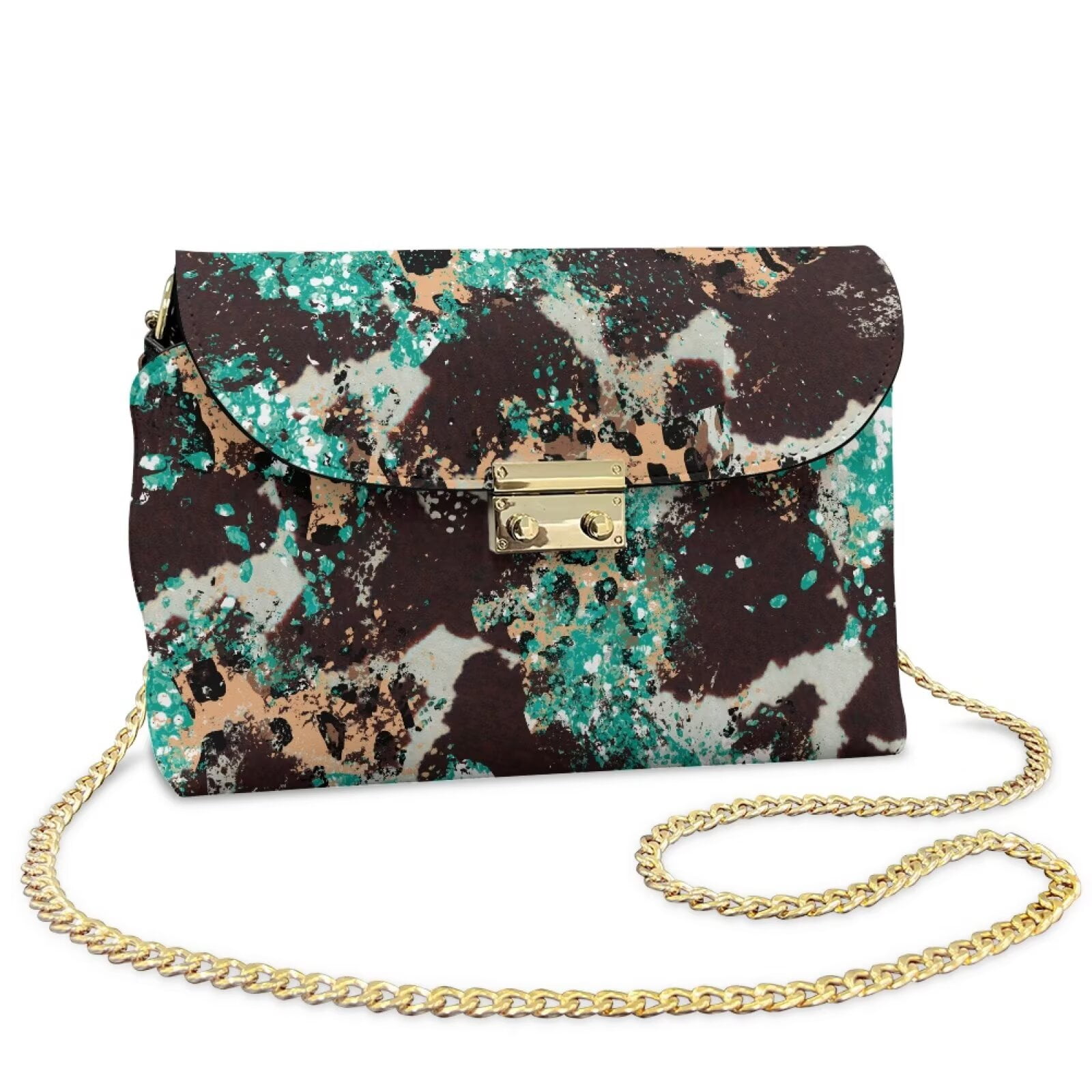 KUIFORTI Abstract Ink Splash Leather Crossbody Bags for Women Fashion Woman Shoulder Bag Handbags Durable Soft Shoulder Bag Wallets with Chain Strap for Camping Parties