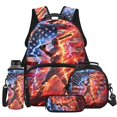 thumbnail image 1 of KUIFORTI American Flag Baseball Player Bookbag with Lunch Box Kid Backpack Set 4Pcs Boys School Bag Pencil Pouch for Elementary Primary Middle School Back to School Supplies, 1 of 7