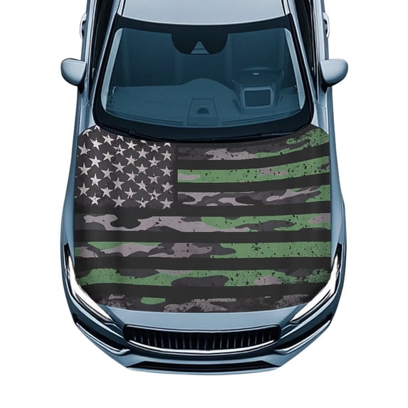 KUIFORTI American Flag Car Hood Cover Protector Easy to Install All-Weather Protection Hood Wrap Fits Most Sedans Trucks SUVs Pickup Exterior Automotive Decoration