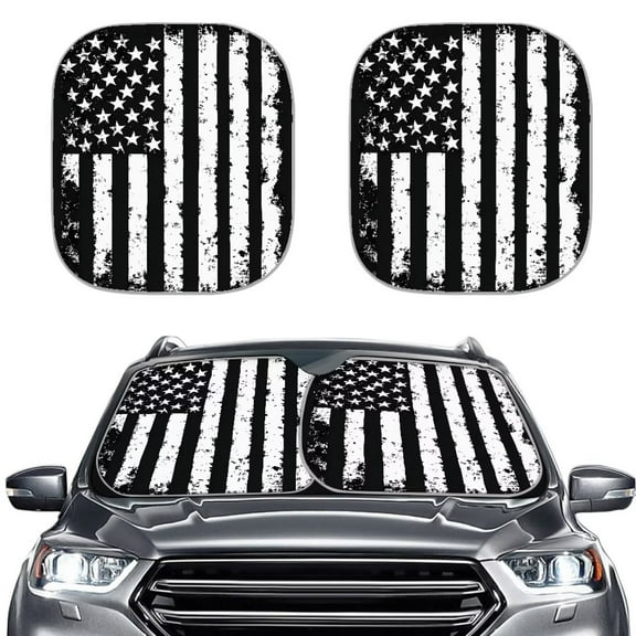 KUIFORTI American Flag Car Sun Shade for Windshield Foldable Sun Visor for Car Windshield Sunshade Reflective Sun Shade Blocks UV & Sun Rays, Black