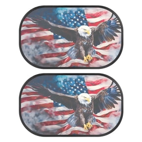 KUIFORTI American Flag Car Window Shades for Side Window, Bald Eagle Car Sun Shade Baby Sun Visor, Sun Glare UV Rays Protection, Foldable Car Window Screens for Camping Travel
