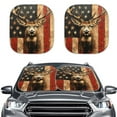 thumbnail image 1 of KUIFORTI American Flag Car Windshield Sun Shade Funny Deer Windshield Cover 2 Pack Foldable Car Sun Shade for SUV Trucks Sedan, Sun Visor Protector Keeps Your Vehicle Cool, 1 of 5