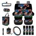 thumbnail image 1 of KUIFORTI American Flag Eagle Automobile Seat Cover Sets Anti Slip Set of 15 Automotive Front Seat & Bench Back Seat Cover All-Season Protection Washable for Most Sedan Truck SUV, 1 of 7