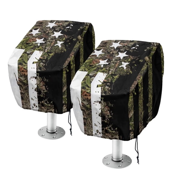 KUIFORTI American Flag Boat Seat Cover Foldable Outdoor Pontoon Captain Boat Bench Chair Cover UV Resistant Dust Resistant Universal Boat Accessories for Outdoor Yacht Ship Fishing