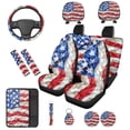 thumbnail image 1 of KUIFORTI American Flag Seat Covers for Car 14 Pack with Car Steering Wheel Accessories Auto Center Console Armrest Pad Seat Belt Pads Nonslip Fit for Cars SUV Sedans, 1 of 7