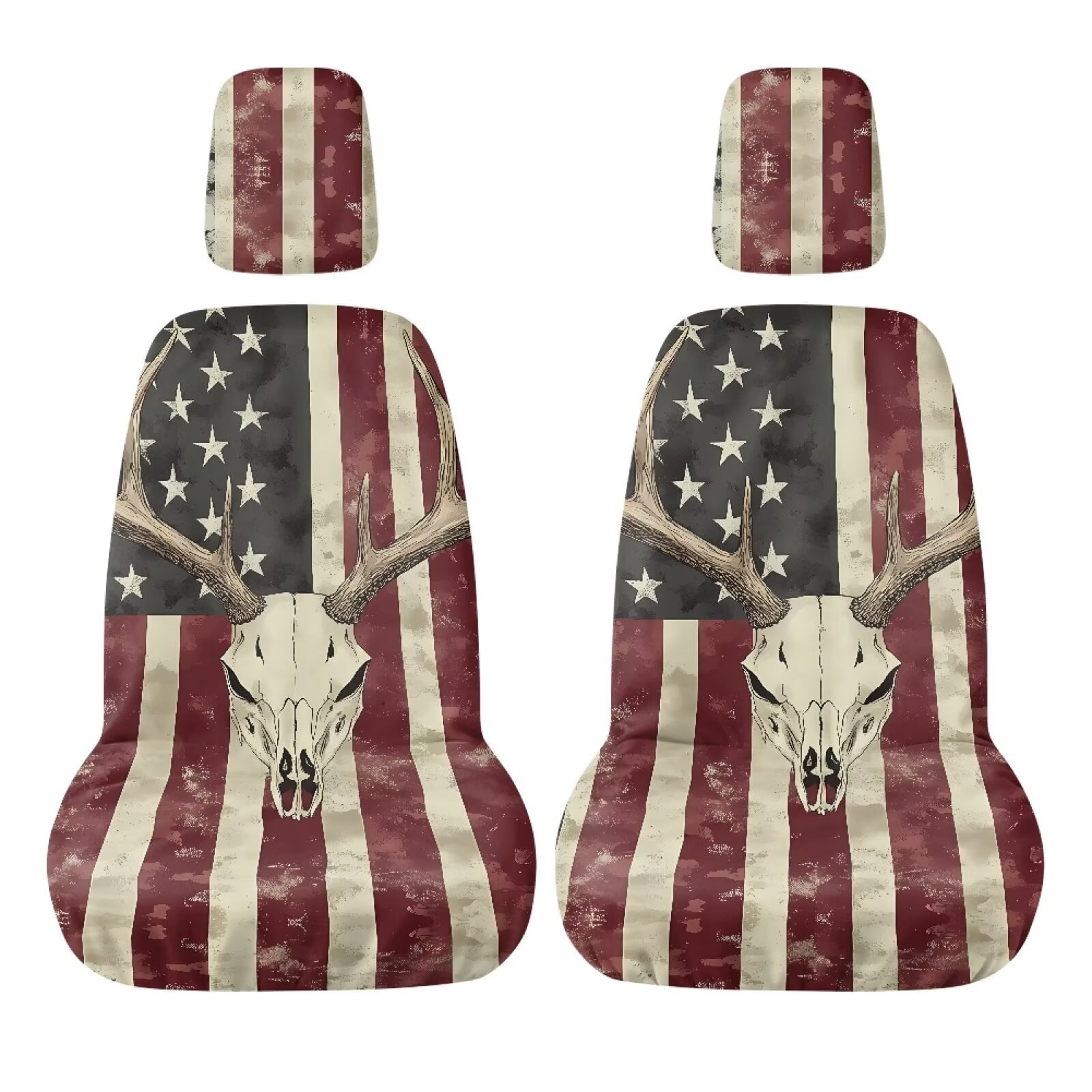 KUIFORTI American Flag UTV Seat Covers Anti-Scratch Seats Cover for UTV Fits with Rhino Bucket Seat Cover with Headrest Covers for Yamaha Rhino 700 660 450 2004-2021