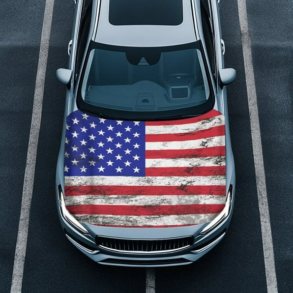 KUIFORTI American Hood Flag Cover Car Hood Cover Protector American Flag for Car Decor, Patriotic All Season Protection Novelty Automotive Accessories