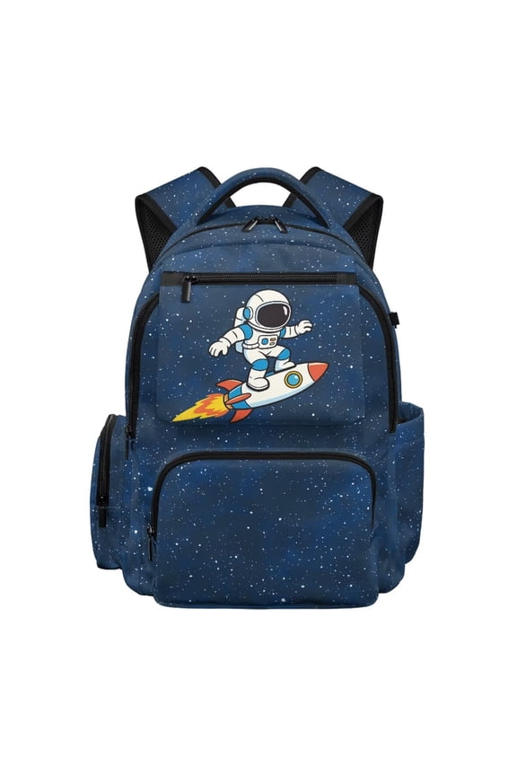 Astronaut Print Boys Backpack Kids School Bag Comfortable with Adjustable Straps Multiple Storage Pockets Suitable for Elementary