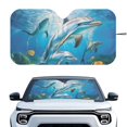 thumbnail image 1 of KUIFORTI Auto Sun Shade Front Windshield Sunshade Cute Sea Dolphin Sun Reflector for Cars, SUVs, Sedans, Trucks - 66.53"x34.44" Universal Car Sun Shield for UV/Heat Protection & Interior Cooling, 1 of 6