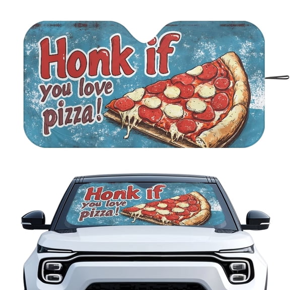 KUIFORTI Auto Sun Shades Front Windshield Cover Large Car Window Covers Foldable Sun Shield Keep Your Vehicle Cool, Hook If You Love Pizza