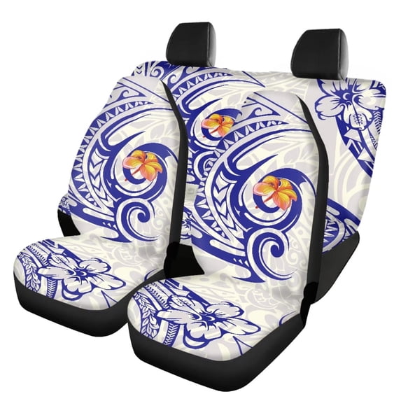 KUIFORTI Automotive Seat Cover Blue Hawaiian Hibiscus Breathable Universal Car Seat Covers Full Set of 4 Pieces, Interior Cover for Car Truck Van