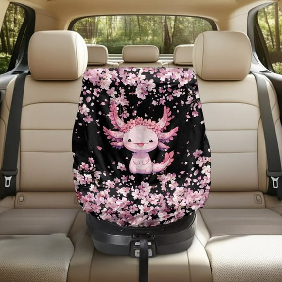 KUIFORTI Axolotl Car Seat Cover Baby Car Seat Sun Shade Cover Portable Accessories for Baby Carseat, Infant Auto Seats Heat Protector Keeps Baby's Carseat at Cooler Temperature, Cherry Blossom Print