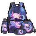 thumbnail image 1 of KUIFORTI Axolotl Reading Lightweight Elementary Backpack 4Pcs Set with Lunch Bag Pencil Pouch for Kids Boys Girls Back to School Supplies Gift, 1 of 7