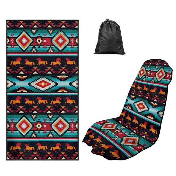 KUIFORTI Aztec Tribe Car Seat Cover Towels Front Seats Portable Post-Workout Car Seat Protector Lightweight for Gym Outdoor Sport, Picnic, Beach, Pet Dog Travel 60 x 33 Inch