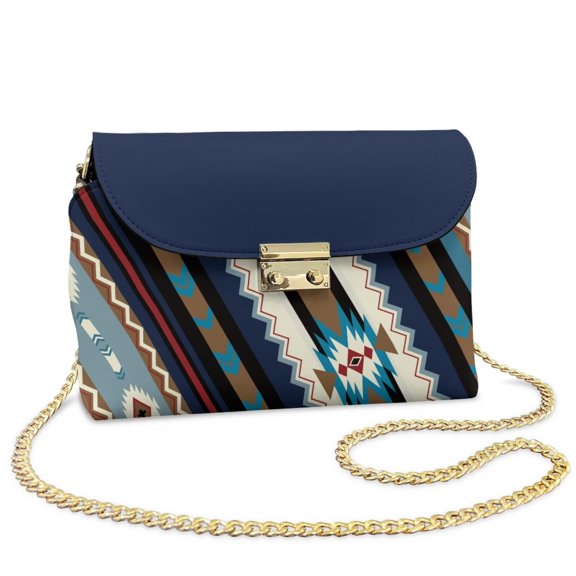 KUIFORTI Aztec Tribe Crossbody Bag for Women Leather Lightweight Medium Shoulder Handbags Comfortable Casual Shoulder Bag Wallets with Chain Strap for Daily Life