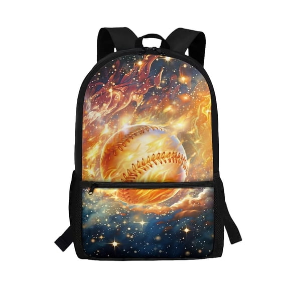 KUIFORTI Backpack Kids School Bags Casual Lightweight Daypack with Adjustable Straps Travel Rucksack Elementary School Students Book Organizer, Burning Softball Print