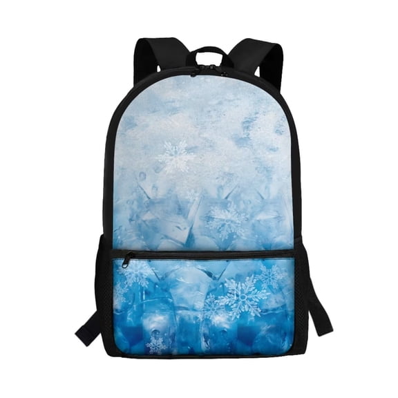 KUIFORTI Backpack Teens School Bags Casual Zippered Daypack with Adjustable Straps Travel Rucksack Middle School Students Book Organizer, Ice Snowflake