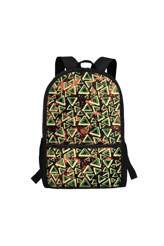 Backpack for Girls Boys Kids Teens, 17 inch Laptop Bookbag for Camping Travelling, Tie Dye Triangles