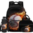 thumbnail image 1 of KUIFORTI Baseball Fire Bookbag and Lunchbox Boys School Bag Pencil Case Kid Backpack Set 4 piece for Elementary Primary Middle School Back to School Essentials Gifts, 1 of 7