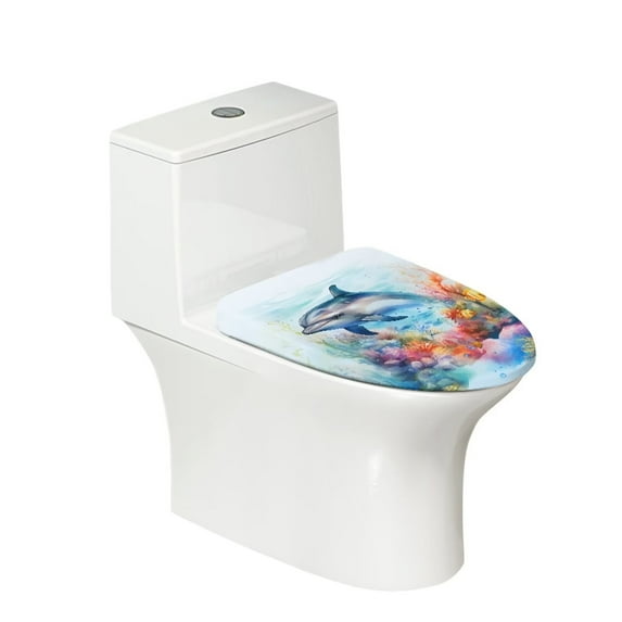 KUIFORTI Bathroom Toilet Cover Blue Whale Toilet Seat Cover Elongated Toilet Lid Seat Covver Protector with Elastic Bottom for Bathroom Decorations Accessories