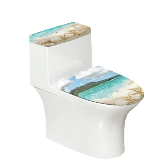 KUIFORTI Beach Toilet Seat Cover Toilet Lid Cover for Bathroom Accessories Toilet Cover Dust Cover Starfish Seashells Decor