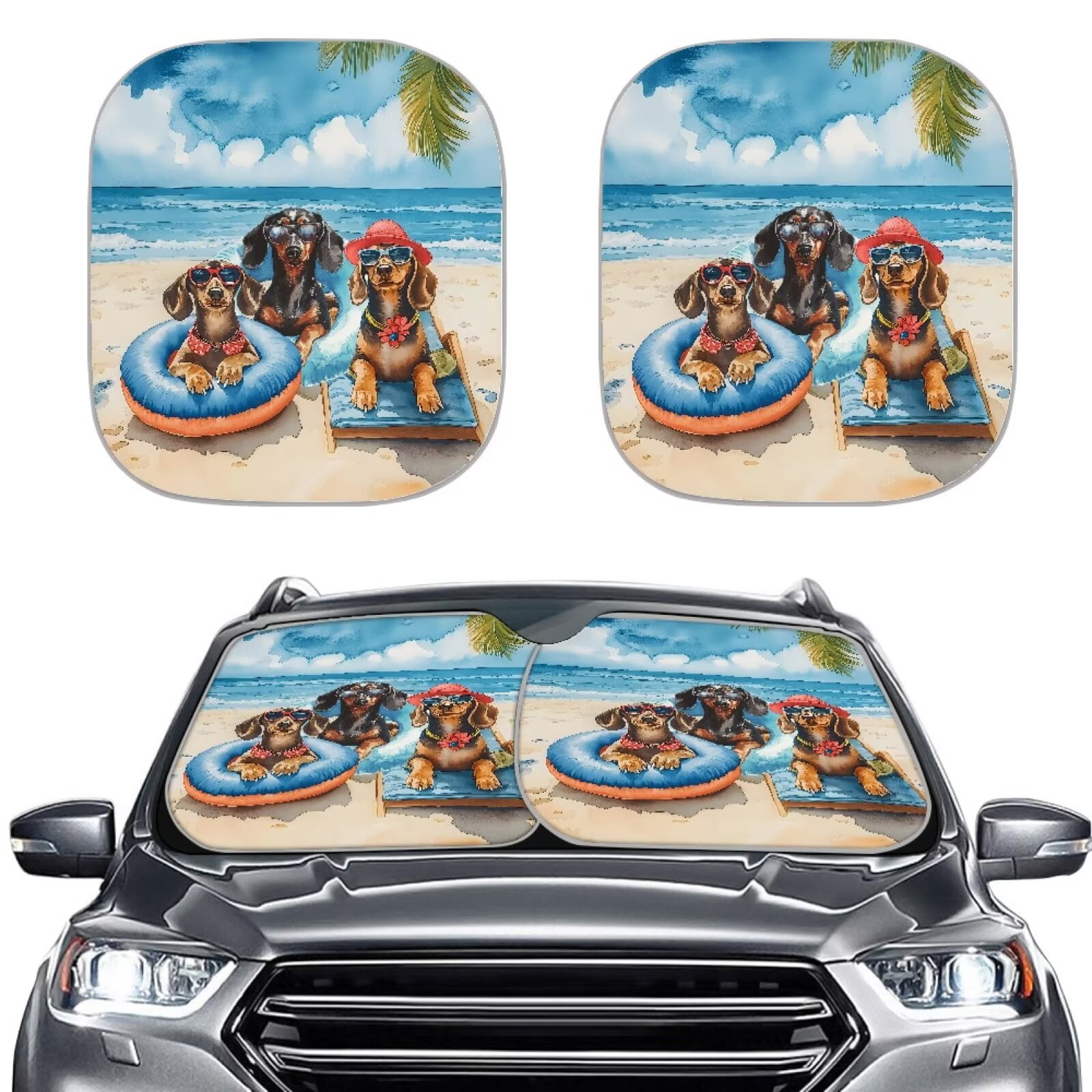 Dog And Beach Photo - Personalized Custom Car Sunshade