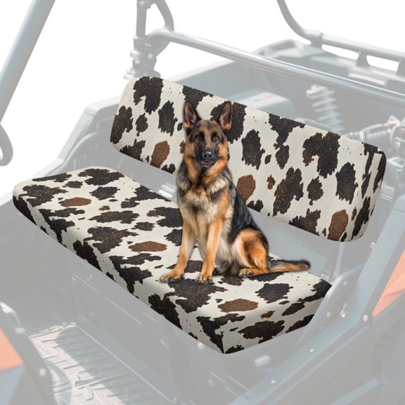 KUIFORTI Black Cow Print UTV Seat Cover Fit for Kawasaki Mule 4010 2009-2023 2025 Outdoor Mule Bench Seat Cover Easy to Clean Water Resistant UTV Accessories