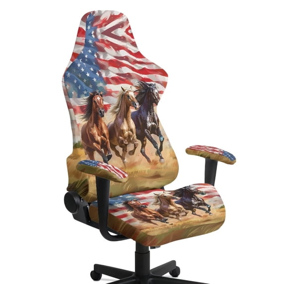 KUIFORTI Black Horse Gaming Chair Covers Slipcovers with Armrest Covers Dust Protection Durable Computer Chair Slipcover Set Universal Fit Gaming Chairs Protector