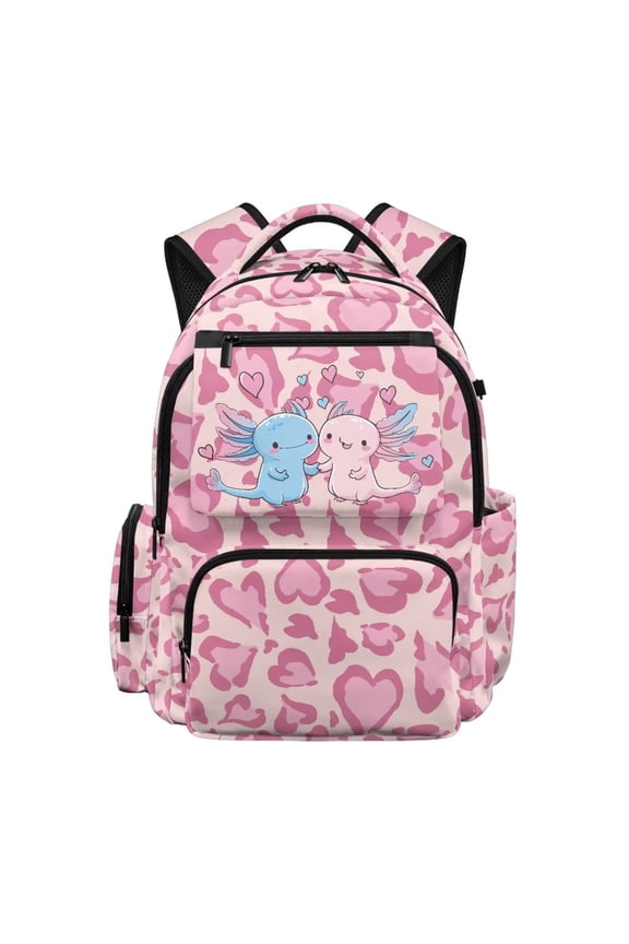 Blue Axolotl Girls Backpack Kids School Bag Durable Polyester with Adjustable Straps Multiple Storage Pockets Suitable for Elementary