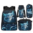 thumbnail image 1 of KUIFORTI Blue Axolotl School Bag with Lunch Bag, 4Pcs Kids Backpack Set for Teens Elementary Middle School, Fashion Boys Girls Bookbag with Pencil Bags Water Bottle Sleeve, 1 of 7