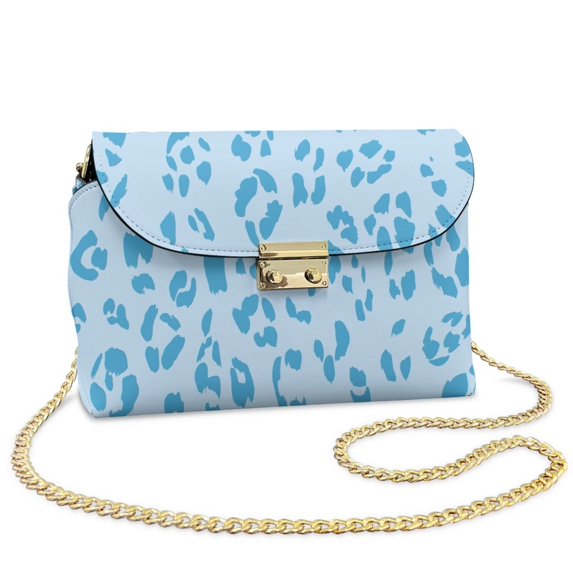 KUIFORTI Blue Leopard Print Crossbody Bags for Women Leather Fashion Durable Small Shoulder Bag Ladies Handbag Casual Shoulder Bag Wallets with Chain Strap for everyday