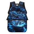 thumbnail image 1 of KUIFORTI Blue Lightning Dinosaur Print Boys Kids School Backpack 17 Inch Large Capacity with Side Pockets Suitable for Elementary Middle Students Back to School Supplies Gifts for Kids, 1 of 7
