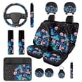 thumbnail image 1 of KUIFORTI Blue Mushroom Automobile Seat Covers 14 Pieces with Seat Belt Pads Steering Wheel Cover Auto Center Console Pad Car Headrest Covers Cars Cup Coasters for Most Cars, 1 of 6