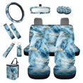 thumbnail image 1 of KUIFORTI Blue Tie Dye Car Seat Covers Full Set 13 Piece Car Seat Cover Steering Wheel Cover Seatbelt Covers Keychain Lipstick Protector Cup Coasters Car Garbage Bag Rear View Mirror Cover, 1 of 7