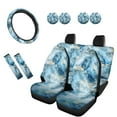 thumbnail image 1 of KUIFORTI Blue Tie Dye Print Car Seat Covers Full Set 11 Piece Seat Covers Steering Wheel Cover Seat Belt Pads Cover Cup Coasters Automotive Interior Accessories for Most Cars, 1 of 6