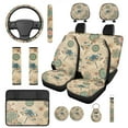 thumbnail image 1 of KUIFORTI Bohemian Flowers Car Seat Covers 14 Pieces with Auto Center Console Armrest Pad Steering Wheel Cover Seat Belt Pads Cars Headrest Cover Washable for Cars SUV Sedan, 1 of 7