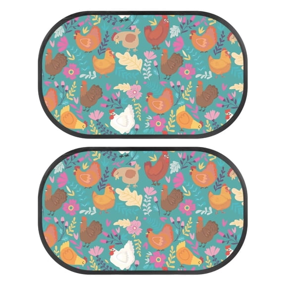 KUIFORTI Boho Chicken Car Sun Shades for Baby, Foldable Window Sun Shade for Auto Driver Side Window, Vehicles Shade Protection from Heat and UV for Sleeping Camping Travel