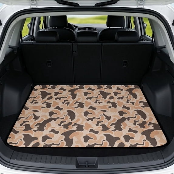 KUIFORTI Brown Camo Car Trunk Liner 29" x 39" Polyester Dustproof All Weather Trunk Protection Cargo Liner Anti-Scratch Auto Trunk Protective Mat Universal Fit