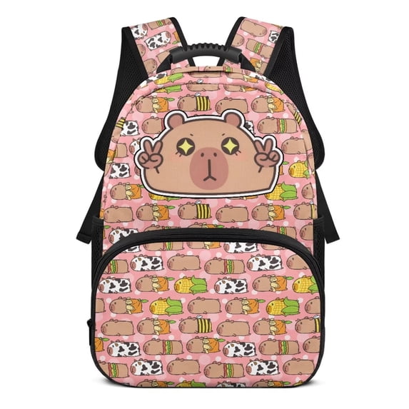 KUIFORTI Brown Capybara Kids Backpack Girls School Bag Comfortable Lightweight with Multiple Storage Pockets Suitable for Elementary Primary Middle