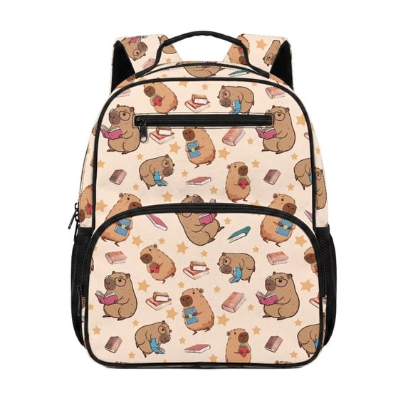 KUIFORTI Brown Capybara Toddler Backpack Girls Kids School Bag with Side Pockets Adjustable Straps Lightweight 13.5 Inch for Preschool Kindergarten Back to School Gifts