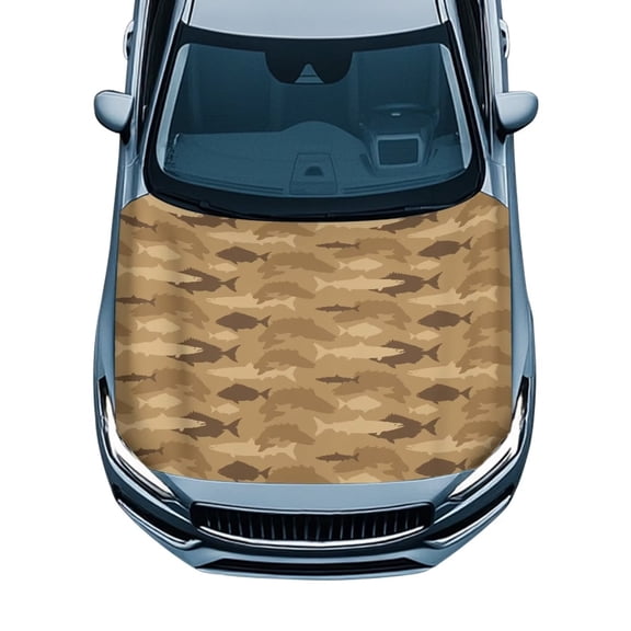 KUIFORTI Brown Car Hood Cover Weatherproof Covers with Elastic Band Easy to Install Fade-Resistant Auto Hood Decoration and Protection Automotive Accessories Fit for Cars Trucks SUVs