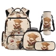 thumbnail image 1 of KUIFORTI Brown Cow 4Pcs Girls Backpack Set, Cute School Bag with Lunch Box Pencil Pouch Water Bottle Sleeve for Elementary Primary Middle School Students, 1 of 6