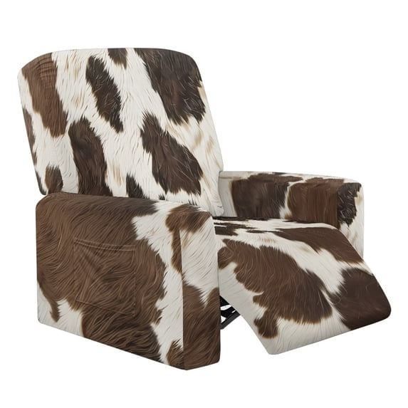 KUIFORTI Brown Cow Print Recliner Chair Covers Polyester Spandex Recliner Slipcovers Durable Lazyboy Reclining Slipcover for Kids, Pets, Dog and Cat