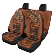 KUIFORTI Brown Deer Car Seat Covers Sets 4Pcs Front Seat Protector Carseat Rear Split Bench Cover Universal Vehicle Seat Protector Fit Most Car Truck SUV