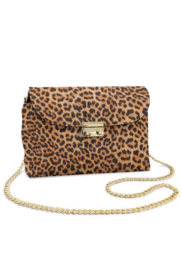 Brown Leopard Print Crossbody Leather Bags for Women Trendy Woman Shoulder Bag Handbags Soft Functional Shoulder Bag for Women for Work Shopping