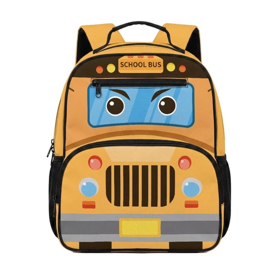 KUIFORTI Bus Print Toddler Backpack Kids School Bag with Multiple Organizer Pockets Adjustable Straps for Preschool Kindergarten Back to School Essentials Gifts