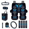 thumbnail image 1 of KUIFORTI Butterfly Blue Car Seat Cover Set Elastic Fabrics Set 15 Pcs Car Accessories Full Set for Women Men Easy to Install Durable Breathable Universal fit for SUV,Van,Saden,Truck, 1 of 7